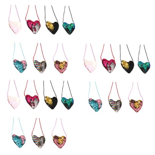 SOIMISS 21stücke Teiliges Herzförmige Umhängetasche Für Mädchen Bunte Pailletten Geldbörse Kreative Messenger Bag Für Kosmetik Handy Schlüssel Accessoire Für Schule Und Freizeit von SOIMISS