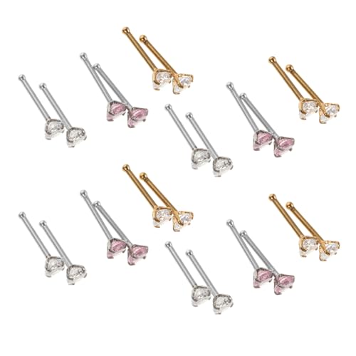 SOIMISS 24 Stück Teiliges Nasenpiercing Damen Kleine Zirkonia Nasenstecker Eleganter Gerader Stecker Vielseitig Schmuck Geschenkideen für Alltag und Besondere Anlässe von SOIMISS