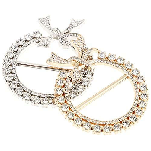 SOIMISS 2Ppcs T Hemd Clips Silk Schal Krawatte Ringe Strass Bogen Form Schal Schnalle Kleidung Halter Für Frauen Damen Mädchen von SOIMISS