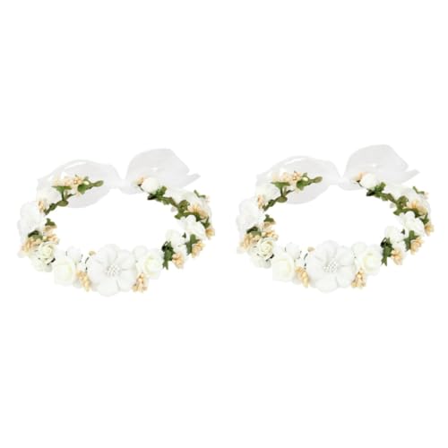 SOIMISS 2St Blumengirlande -Haargummis Hochzeitsaccessoire Haarband Tiara für die Hochzeit der Braut Hochzeitstortenaufsätze wedding hair accessories blumenhaarkranz von SOIMISS