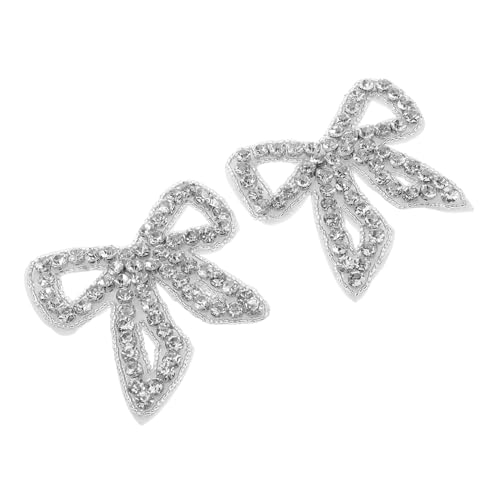 SOIMISS 2St Bogen-Patch hochzeit dekoration nâhzubehör Strass-Patches zum Aufbügeln Schleifenflicken aufbügeln Strassschleife Bogen-Aufnäher zum Aufbügeln Strass aufbügeln Vlies Weiß von SOIMISS
