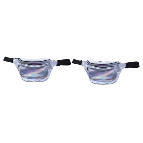 SOIMISS 2stücke Hologramm Bauchtasche Für Damen wasserdichte Glänzende Umhängetasche Mit Mehreren Fächern Für Festivals Reisen Und Sport Silberne Brusttasche Mit Reflektierendem von SOIMISS