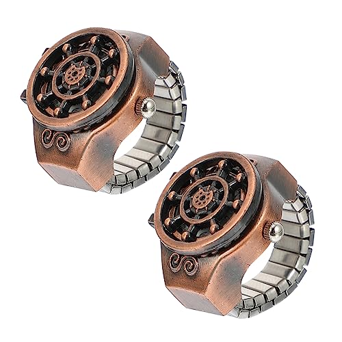 SOIMISS 2St Geisterkopf-Ringuhr fingeruhr Watches Wrist Watch Schmuckuhr smaetwatch Handuhr für Herren Ring entworfene Uhr Frauen schauen zu modischer Uhrenring Mini-Uhr Zinklegierung von SOIMISS