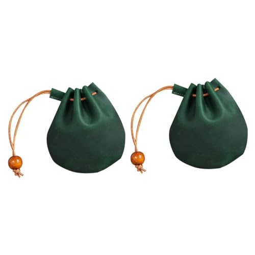 SOIMISS 2stücke Mini Leder Aufbewahrungstasche Im Vintage-Stil Multifunktionale Münz Und Schlüsselbörse Schlichtem Design Grün von SOIMISS