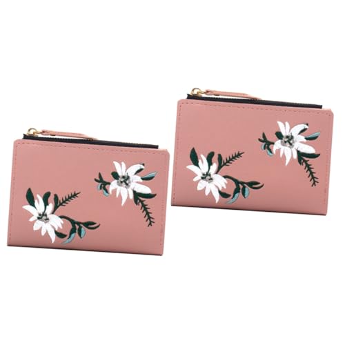 SOIMISS 2stücke Damen Geldbörse Mit Stickerei Multifunktionales Kartenetui Mit Reißverschluss Großes Kartenetui Für Frauen Praktische Und Elegante Geldbörse Für Unterwegs von SOIMISS