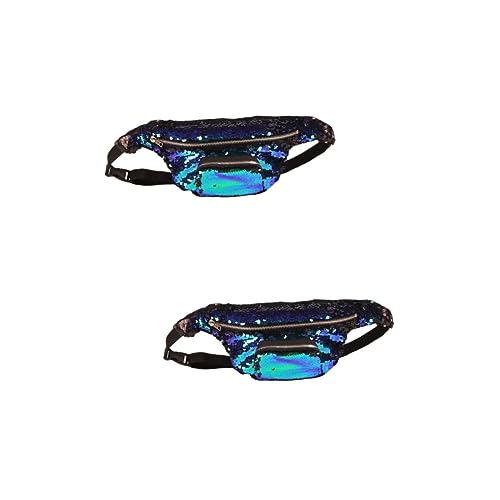 SOIMISS 2stücke Sequin Bauchtasche Wendbare Glitzer Hüfttasche Für Outdoor Sport Reisen Und Partys Stylische Farbwechsel Gürteltasche Für Damen Und Herren Schwarz von SOIMISS