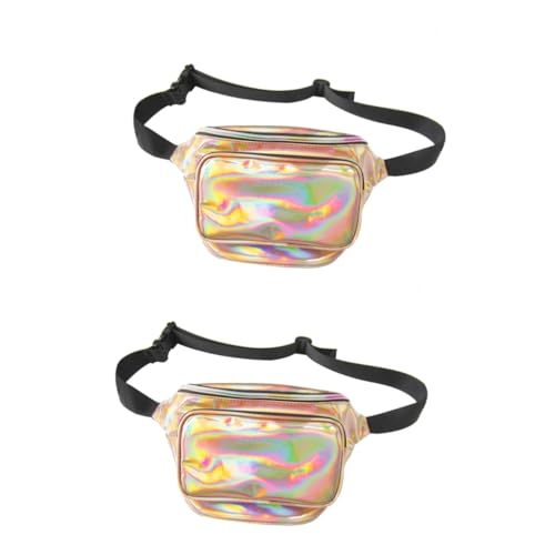 SOIMISS 2stücke Hologramm Bauchtasche Für Damen Glänzende Neon-Gold Brusttasche Vielseitig Einsetzbar Als Crossbody Und Schultertasche Reisetasche Für Festivals Und Strand von SOIMISS