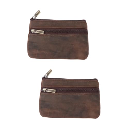 SOIMISS 2stücke Mini Geldbörse Mit Reißverschluss Multifunktionale Schlüssel Und Münztasche Für Damen Und Herren Vintage Design Dunkelbraun Für Karten Und Bargeld Robustes Weiches von SOIMISS