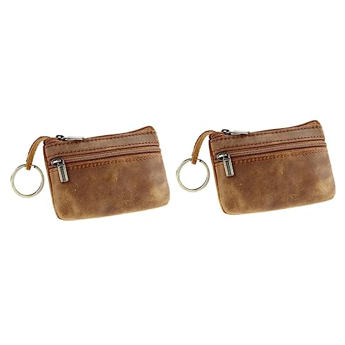 SOIMISS 2stücke Mini Praktische Geldbörse Aus Multifunktionale Vintage Münzbörse Mit Reißverschluss Für Karten Und Kleingeld Braun von SOIMISS