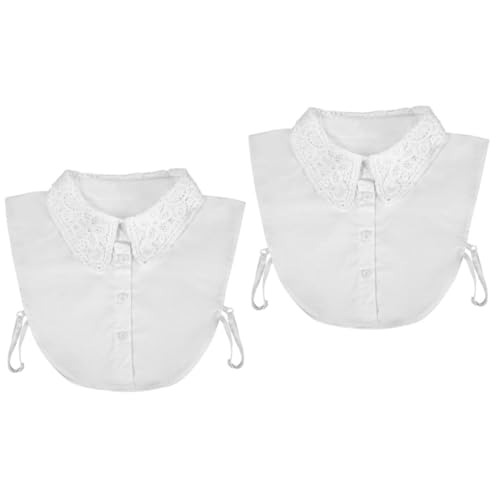 SOIMISS 2stücke Frauen Abnehmbarer Blusenkragen Mit Spitzenbordüre Eleganter Halblangarm-kragen Für Lässige Outfits Baumwollmischung Weiß Vielseitig Kombinierbar von SOIMISS