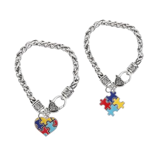 SOIMISS 2Stücke Armband mit Puzzlestücken Dekorative Handkette Zinklegierung für Bewusstsein Unterstützung von für Unterstützer von SOIMISS