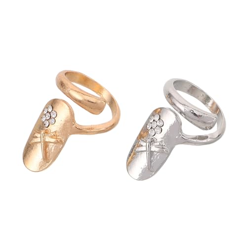 SOIMISS 2stücke Nagelringe Für Damen Nail Art Dekoration Nägel Schmuck Fingertip Ringe Frauen Nagel Verschönerung Modernes Nail Design von SOIMISS