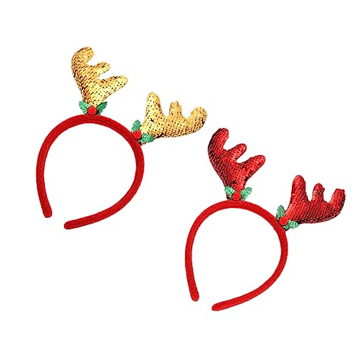 SOIMISS 2stücke Weihnachts-haarreif Mit -antlers Kreative Kopfbedeckung Für Erwachsene Und Mädchen Accessoire Für Weihnachtsfeiern Und Kostümpartys Rot Und Gold von SOIMISS