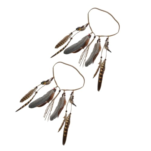 SOIMISS 2stücke Ethnisches Stirnband Damen Boho Haar Hüpfen Kopfstück Böhmen Federband Mit Quaste Braut Stirnband von SOIMISS