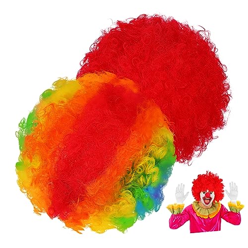 SOIMISS 2stücke Zwei Lustige Clown Afro Perücken in Regenbogenfarben Retro Stil Disco Party Kostüm Perücken Für Erwachsene von SOIMISS