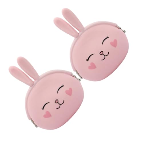 SOIMISS 2stücke Kleines Portemonnaie Aus Hochwertigem Silikon Münzbörse Mit Schnallenverschluss Rosa Geldbeutel Für Damen Wechseltasche Mit Häschen-Design Tragbare Schlüsseltasche Für von SOIMISS