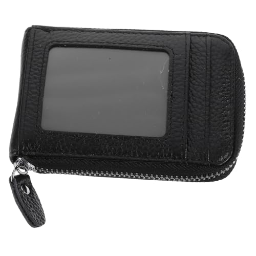 SOIMISS 2stücke Kreditkartenetui Aus Echtem Leder Mit Reißverschluss Kompaktem Design Für Kreditkarten Ausweise Und Münzen Unisex Für Reisen Und Täglichen Gebrauch Schwarz von SOIMISS