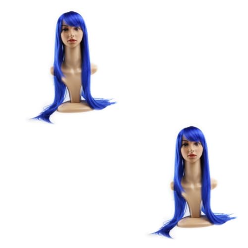 SOIMISS 2stücke Dunkelblaue Lange Gerade Perücke Mit Aus Synthetischen Fasern Für Cosplay Und Kostümpartys Für Frauen Und Mädchen Anpassbar Und Bequem Zu Tragen von SOIMISS