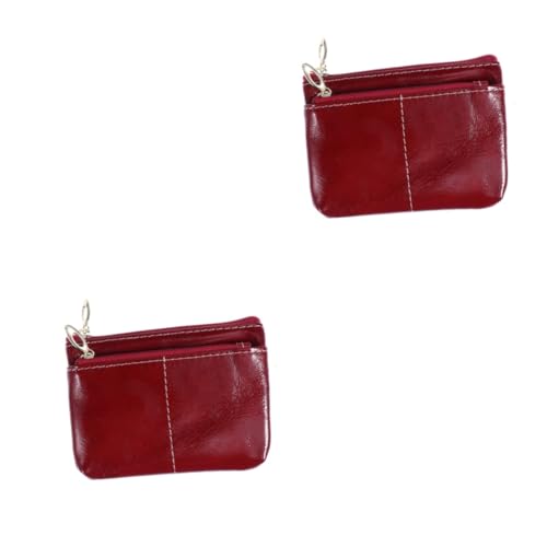 SOIMISS 2stücke Vintage Geldbörse Damen Echtleder Mit Schlüsselring Doppelt Reißverschluss Münzfach Große Kapazität Braun Stilvoll Für Alltag Und Besondere Anlässe von SOIMISS