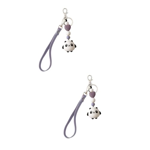 SOIMISS 2st Panda-schlüsselanhänger Autoschlüssel Anhänger Armband Schlüsselanhänger Für Frauen Portemonnaie-Armband Für Frauen Handschlaufe Für Telefon Brieftasche Karikatur Lavender PVC von SOIMISS