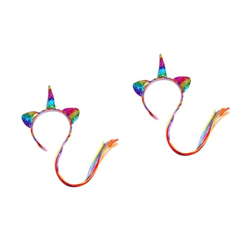 SOIMISS 2stücke Design Haarreifen Mit Bunten Perücken Leichte Haaraccessoires Für Junge Mädchen Party-dekoration Und Kostüm-accessoire Für Festliche Anlässe von SOIMISS