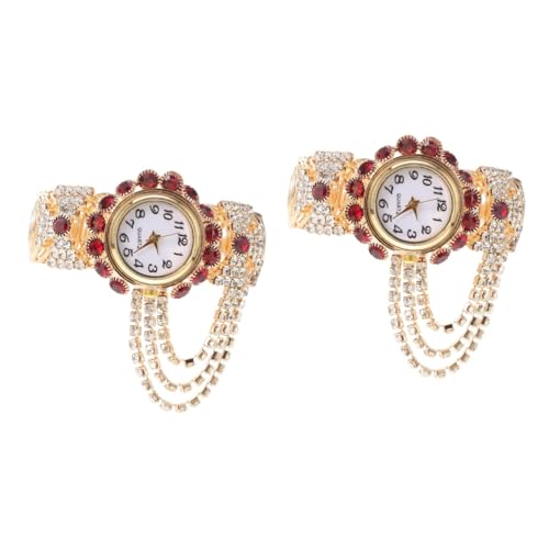 SOIMISS 2stücke Damen Armbanduhr Elegante Uhr Mit Stilvollem Design Für Business Und Freizeit Leichtes Und Bequemes Tragen Tiefrote Farbe Geschenkidee Für Frauen von SOIMISS