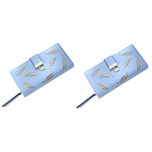 SOIMISS 2stücke Damen Clutch Geldbörse Aus Leder Mit Hohlen Blättern Elegantes Kartenetui Für Bargeld Und Kleingeld Große Kapazität Geeignet Für Frauen Und Mädchen Blau von SOIMISS