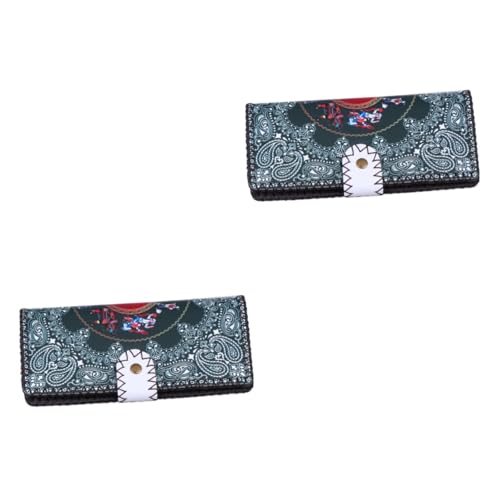 SOIMISS 2stücke Damen Geldbörse Aus Echtem Leder Im Ethnischen Stil Mit Handyfach Und RFID-Schutz Modische Brieftasche Für Kreditkarten Und Ausweise Für Reisen Und Alltag von SOIMISS