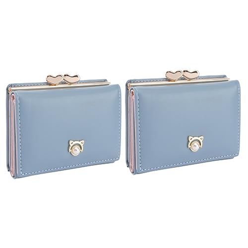 SOIMISS 2stücke Damen Geldbörse Aus Pu-Leder Faltbar Mit Perlen- Fächer Münzfach Und Fotofach Kompakt Und Stilvoll Für Unterwegs Farbe Blau von SOIMISS