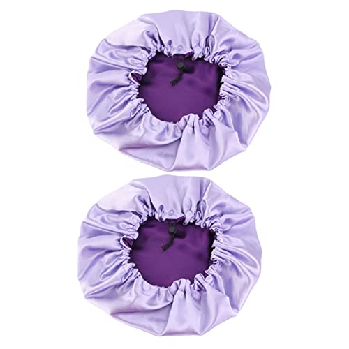 SOIMISS 2stücke Double-layer Satin Schlafmütze Für Frauen Verstellbare Elastische Chemotherapie-haube Bequem Und Haarschonend Für Nachtpflege Und Haarstyling von SOIMISS
