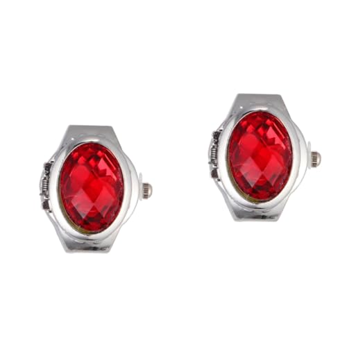 SOIMISS 2stücke Elegante Uhr-Ring Für Damen Und Herren Modische Fingeruhr Ovaler Form Mit Rotem Design Kombination Aus Schmuck Und Funktionalität Für Und Besondere Anlässe von SOIMISS