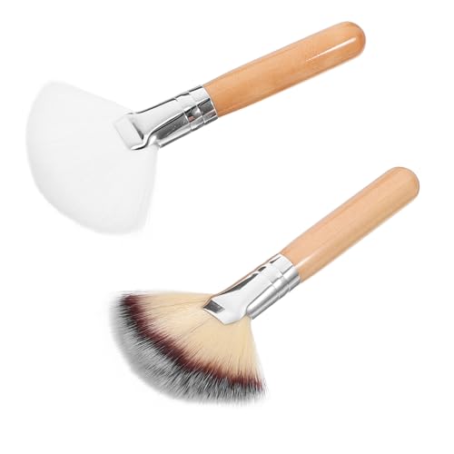 SOIMISS 2stücke Fan Make-up Pinsel Für Gesicht Puder Foundation Blush Concealer Applikator Make-up Pinsel Mit Langem Griff Make-up Tools Für Frauen Gesichtsbürste Make-up-tools Für Gesicht von SOIMISS
