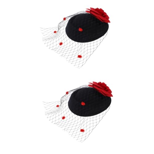 SOIMISS 2stücke Fascinator Mini Hut Mit Haarspange Künstlicher Rosenblüte Und Netz Modischer Punk-stil Für Partys Und Besondere Anlässe Für Damen von SOIMISS