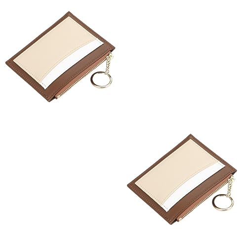 SOIMISS 2stücke Fashion Zipper Geldbörse Für Damen Kleine Pu Leder Splice Multi-fächer Portemonnaie Braun RFID-blockierend Für Alltag Und Reisen von SOIMISS