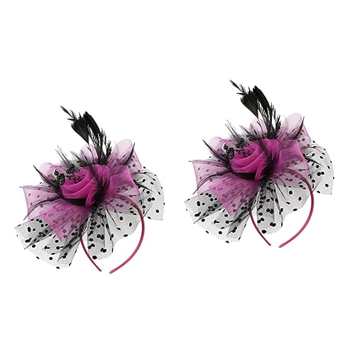 SOIMISS 2stücke Faszinierender Hochzeitsfascinator Mit Bunten Federn Und Elastischem Haarreif Für Tea Parties Hochzeiten Und Festliche Anlässe Schwarzes Und Rosarotes Design Vielseitig von SOIMISS