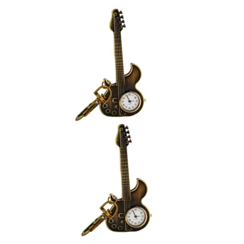 SOIMISS 2stücke Gitarre Design Taschenuhr Mit Schlüsselanhänger Mode Buckle Uhr Präzise Bewegung Langlebiges Material Für Alltag Und Besondere Anlässe Tragbar Und Praktisch von SOIMISS