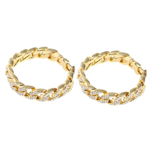 SOIMISS 2stücke Goldene Kubanische Kette Für Herren Vergoldetes Hip Hop Armband Mit Kristall-diamanten Perfekter Schmuck Für Hip Hop Sänger Und Tänzer Luxuriöses Design Langlebige von SOIMISS