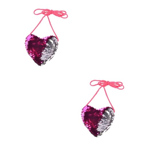 SOIMISS 2stücke Herzförmige Umhängetasche Für Junge Mädchen Glitzernde Geldbörse Mit Pailletten Für Mädchen Zum Aufbewahren Von Münzen Karten Und Kleinigkeiten Rosy von SOIMISS