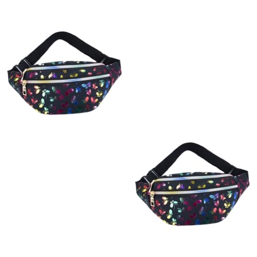 SOIMISS 2stücke Modischer Multifunktions-Waist Bag Mit Gedrucktem Muster Damen Pu Schultertasche Für Smartphone Große Kapazität Schwarz Für Reisen Und Sport von SOIMISS