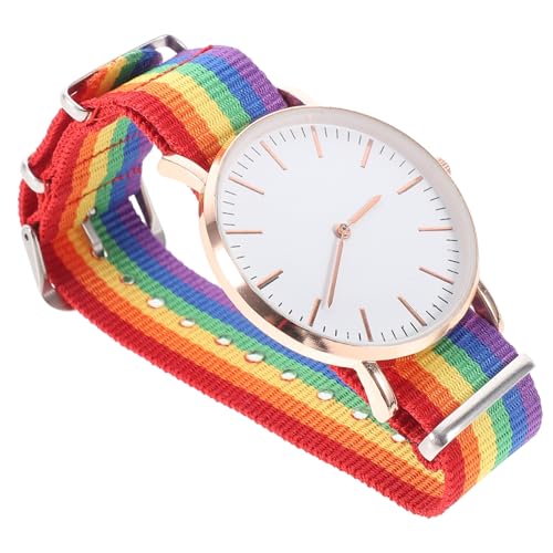SOIMISS 2stücke Rainbow Designed Unisex Quarz Armbanduhr Roségold Modische Und Elegante Uhr Für Damen Und Herren Für Jeden Anlass Mit Präziser Und Leiser Bewegung von SOIMISS