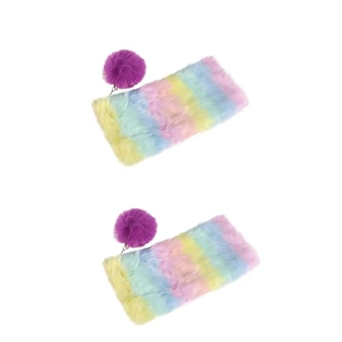 SOIMISS 2stücke Rainbow Plush Pen Bag Große Kapazität Federmäppchen Für Schüler Tragbare Aufbewahrungstasche Für Schreibwaren Und Mit Plüschball Für Kunstwerke Stifte Und Mehr von SOIMISS