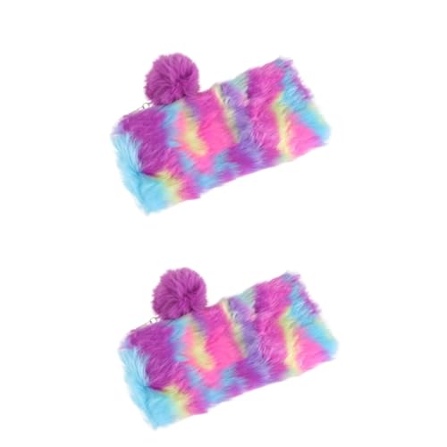 SOIMISS 2stücke Rainbow Plush Stiftetui Große Kapazität Tragbarer Aufbewahrungsbeutel Für Schreibwaren Geeignet Für Schüler Plüschball von SOIMISS
