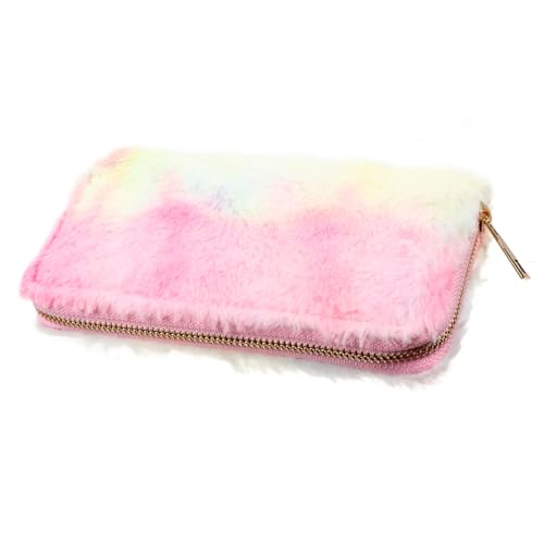 SOIMISS 2stücke Stylische Damen Geldbörse Aus Plüsch Modische Handtasche Mit Reißverschluss Tragbar Für Schule Reisen Und Alltag Regenbogenfarben Langlebig Und Weich Im Griff von SOIMISS