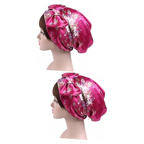 SOIMISS 2stücke Stylischer Blumen-turban Aus Satin Für Damen Elegante Kopfbedeckung Für Chemotherapie Haarausfall Geburtstagsfeiern Und Fotoshootings Bequeme Und Atmungsaktive Mütze von SOIMISS