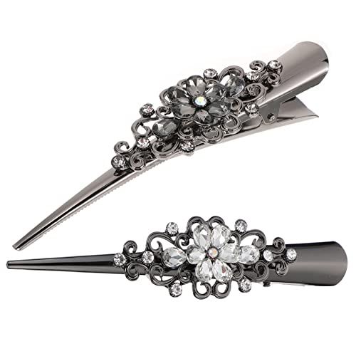 SOIMISS 2stücke Teiliges Glitzernde Strass Haarspangen Aus Legierung Für Frauen Stilvolle Entenbill Haarclips in Schwarz Und Weiß Für Besonderen Anlässe von SOIMISS
