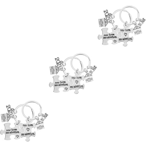 SOIMISS 3paare Neuer Titel Elegante Schlüsselanhänger Für Neues Zuhause Doppelte Puzzle-Designs Perfektes Einweihungsgeschenk Für Nachbarn Und Freunde Schlüsselringe Zur von SOIMISS