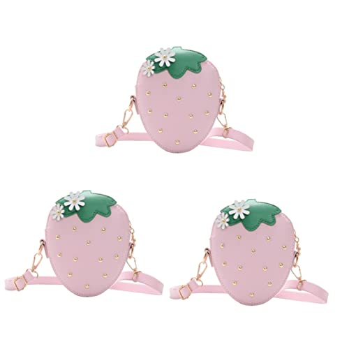 SOIMISS 3 STK Erdbeer-kuriertasche Faltbare Einkaufstasche Erdbeer-münztasche Tasche in Fruchtform Erdbeerförmig Erdbeere Handtaschen Faltbare Wiederverwendbare Tasche Mädchen Rosa Metall von SOIMISS