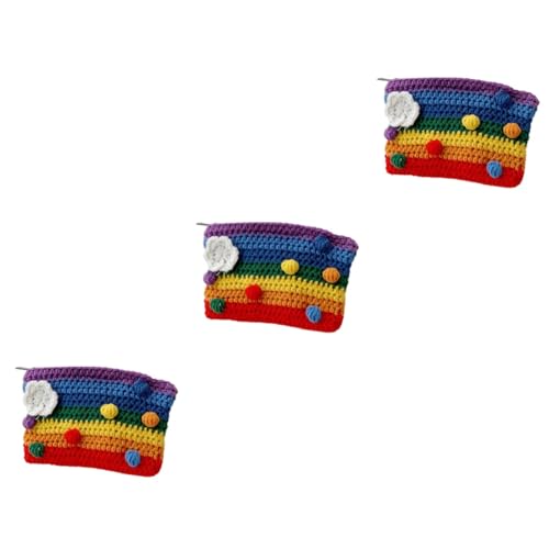 SOIMISS 3stücke Regenbogenfarbener Gestrickter Geldbeutel Aus Praktische Bunte Change Bag Für Schlüssel Handy Lippenstifte Und Mehr Für Tägliche Nutzung von SOIMISS