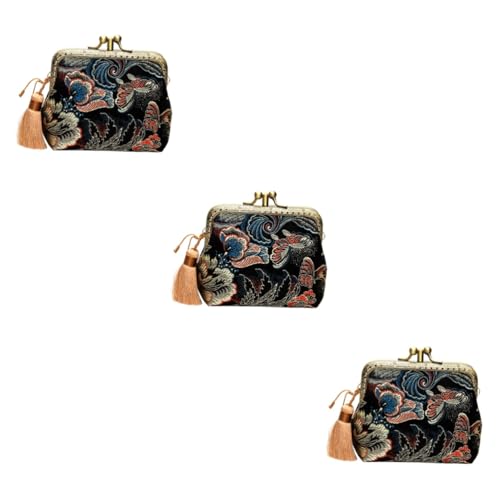 SOIMISS 3stücke Vintage Doppel-Layer Münzbeutel Mit Quaste Tragbare Geldbörse Für Damen Für Reisen Shopping Und Alltag Stilvolles Design Für Karten Und Kleingeld von SOIMISS