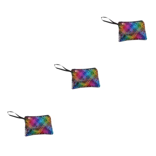 SOIMISS 3stücke Bunter Modischer Pailletten-münzbeutel Kleiner Stylischer Kosmetikbeutel Für Mädchen Für Karten Münzen Und Schlüssel Perfektes Für Freunde Und Familie von SOIMISS